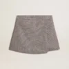 Mini-short gris pour femme en laine à motif pied-de-poule