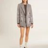 Mini-short gris pour femme en laine à motif pied-de-poule