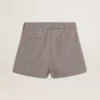 Mini-short gris pour femme en laine à motif pied-de-poule