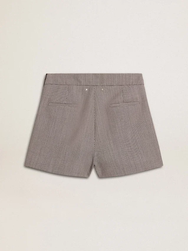 Mini-short gris pour femme en laine à motif pied-de-poule
