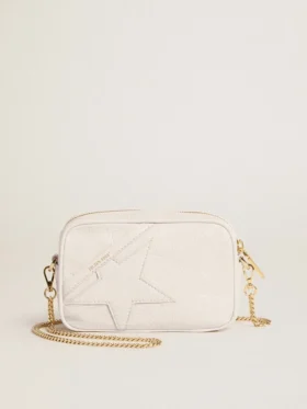Mini Star Bag en cuir blanc beurre avec étoile ton sur ton