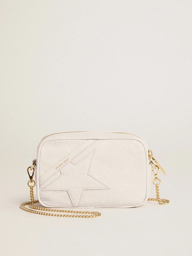 Mini Star Bag en cuir blanc beurre avec étoile ton sur ton