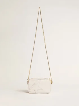 Mini Star Bag en cuir blanc beurre avec étoile ton sur ton