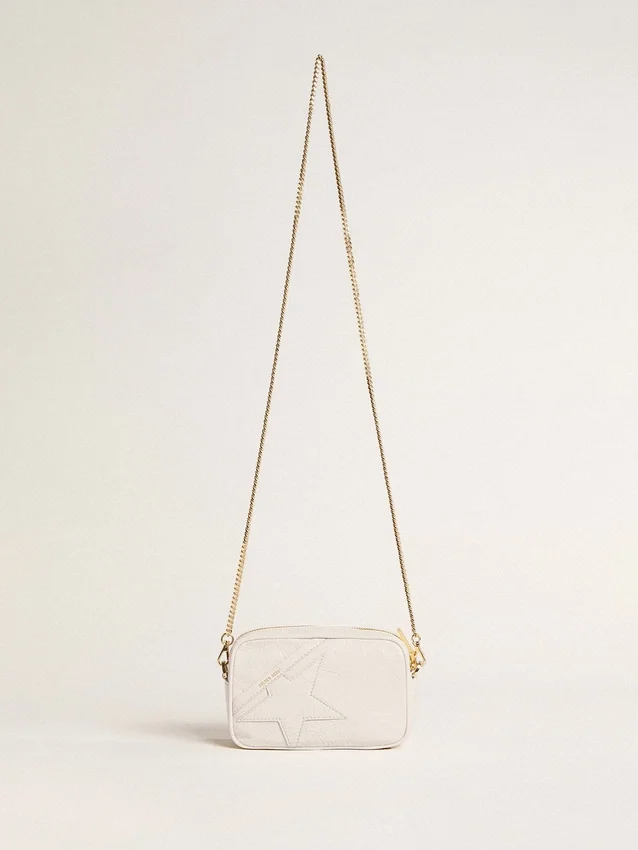Mini Star Bag en cuir blanc beurre avec étoile ton sur ton