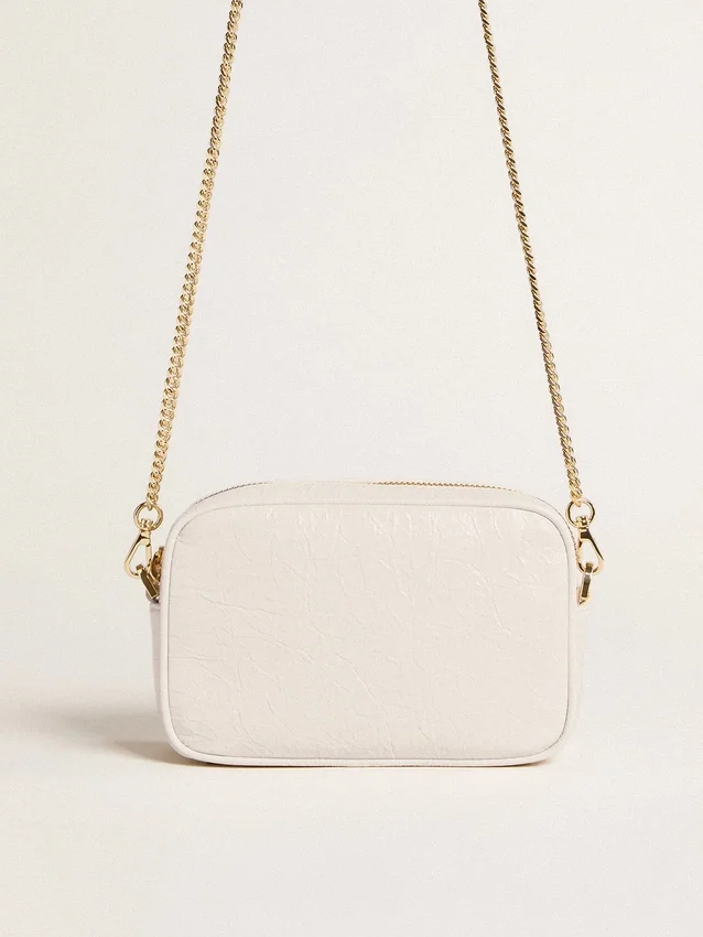 Mini Star Bag en cuir blanc beurre avec étoile ton sur ton