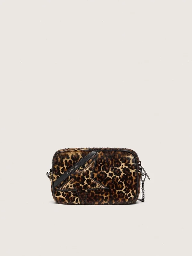 Mini Star Bag en cuir de poney à imprimé animalier avec étoile ton sur ton