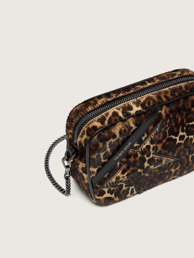 Mini Star Bag en cuir de poney à imprimé animalier avec étoile ton sur ton