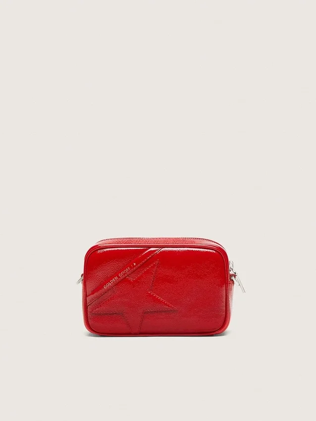 Mini Star Bag pour femme en cuir peint en rouge avec étoile ton sur ton