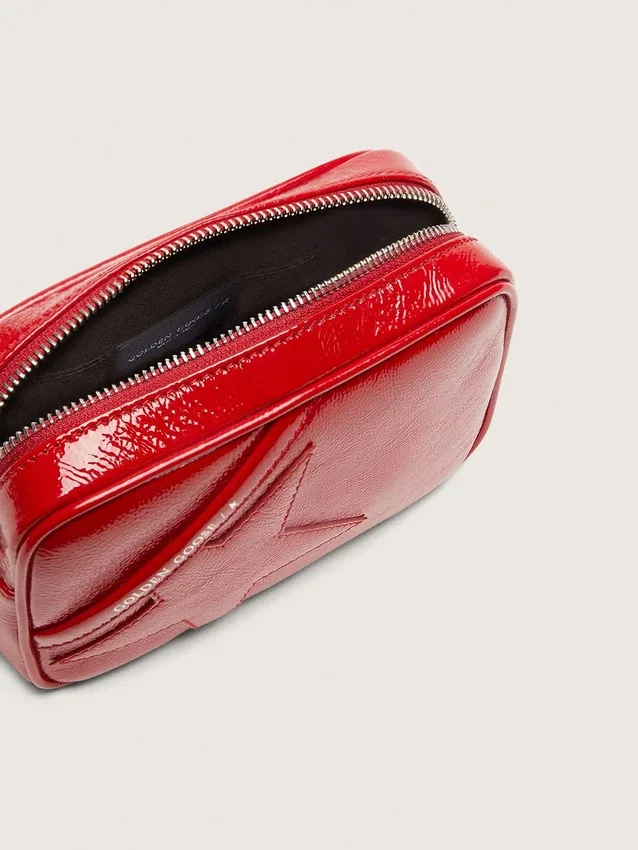 Mini Star Bag pour femme en cuir peint en rouge avec étoile ton sur ton