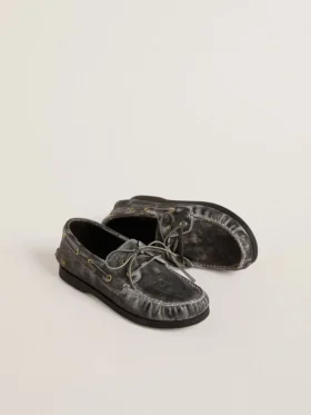 Mocassins Cruise junior en cuir noir vieilli