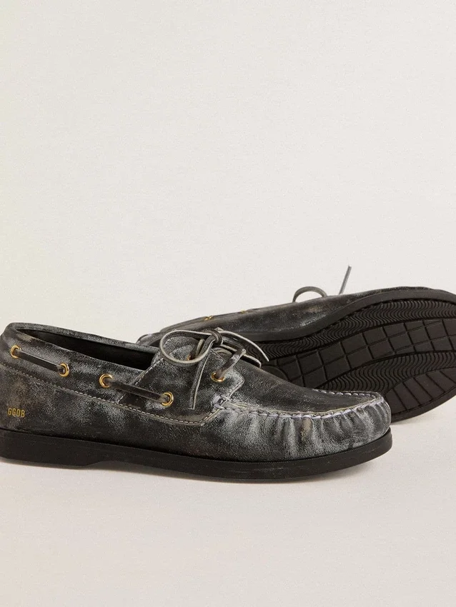 Mocassins Cruise junior en cuir noir vieilli