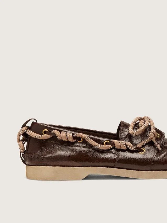 Mocassins Cruise pour homme en cuir marron foncé brillant