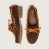 Mocassins Cruise pour femme en daim ciré marron avec lacets de randonnée gris tourterelle