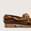 Mocassins Cruise pour femme en daim ciré marron avec lacets de randonnée gris tourterelle