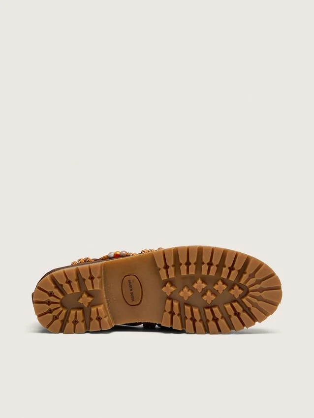 Mocassins Cruise pour femme en daim ciré marron avec lacets de randonnée gris tourterelle