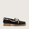 Mocassins Cruise pour femme en daim ciré noir avec lacets de randonnée noirs