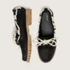 Mocassins Cruise pour femme en daim ciré noir avec lacets de randonnée noirs