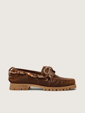 Mocassins Cruise pour homme en daim ciré marron avec lacets de randonnée gris tourterelle