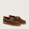 Mocassins Cruise pour homme en daim ciré marron avec lacets de randonnée gris tourterelle