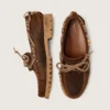 Mocassins Cruise pour homme en daim ciré marron avec lacets de randonnée gris tourterelle