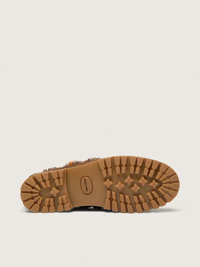 Mocassins Cruise pour homme en daim ciré marron avec lacets de randonnée gris tourterelle