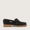 Mocassins Cruise pour homme en daim ciré noir avec lacets de randonnée noirs