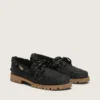Mocassins Cruise pour homme en daim ciré noir avec lacets de randonnée noirs