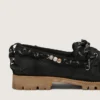 Mocassins Cruise pour homme en daim ciré noir avec lacets de randonnée noirs