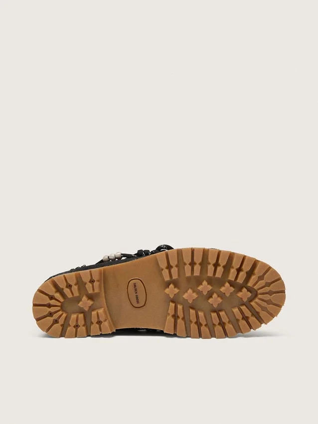 Mocassins Cruise pour homme en daim ciré noir avec lacets de randonnée noirs