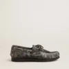 Mocassins Cruise Teen en cuir noir à effet vieilli