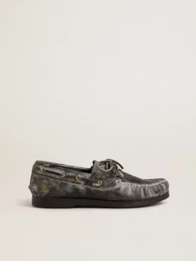 Mocassins Cruise Teen en cuir noir à effet vieilli