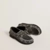 Mocassins Cruise Teen en cuir noir à effet vieilli