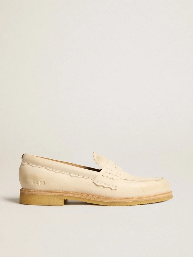 Mocassins Jerry en cuir blanc beurre