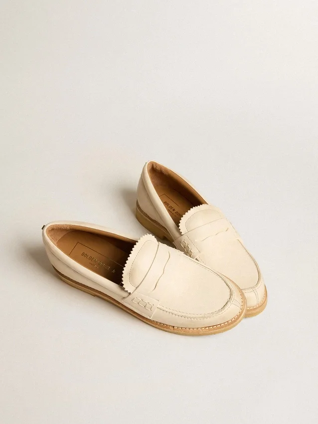 Mocassins Jerry en cuir blanc beurre