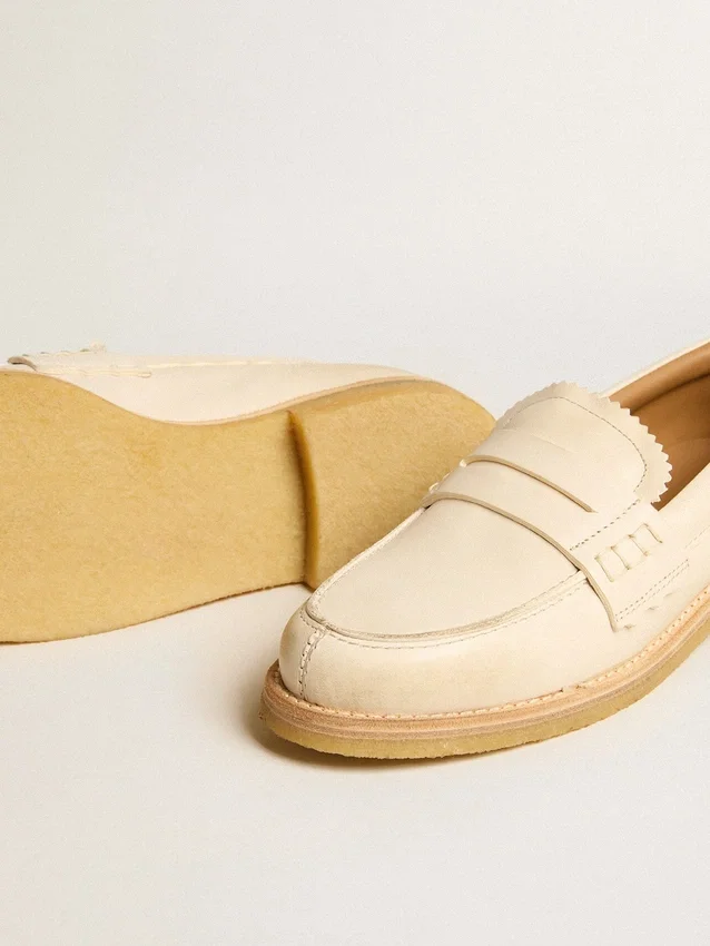 Mocassins Jerry en cuir blanc beurre