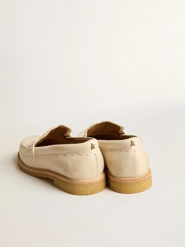 Mocassins Jerry en cuir blanc beurre