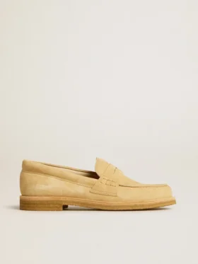 Mocassins Jerry en daim ciré écru