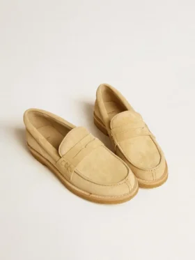 Mocassins Jerry en daim ciré écru