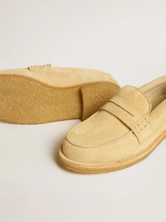 Mocassins Jerry en daim ciré écru