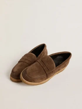 Mocassins Jerry pour femme en daim gris tourterelle