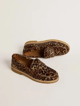 Mocassins Jerry pour femme en peau de poney à imprimé léopard