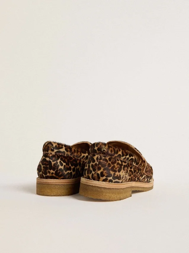 Mocassins Jerry pour femme en peau de poney à imprimé léopard