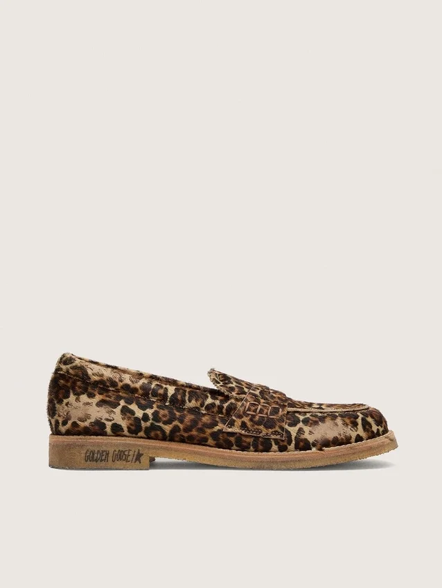 Mocassins Jerry pour homme en peau de poney à imprimé léopard