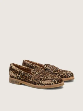 Mocassins Jerry pour homme en peau de poney à imprimé léopard