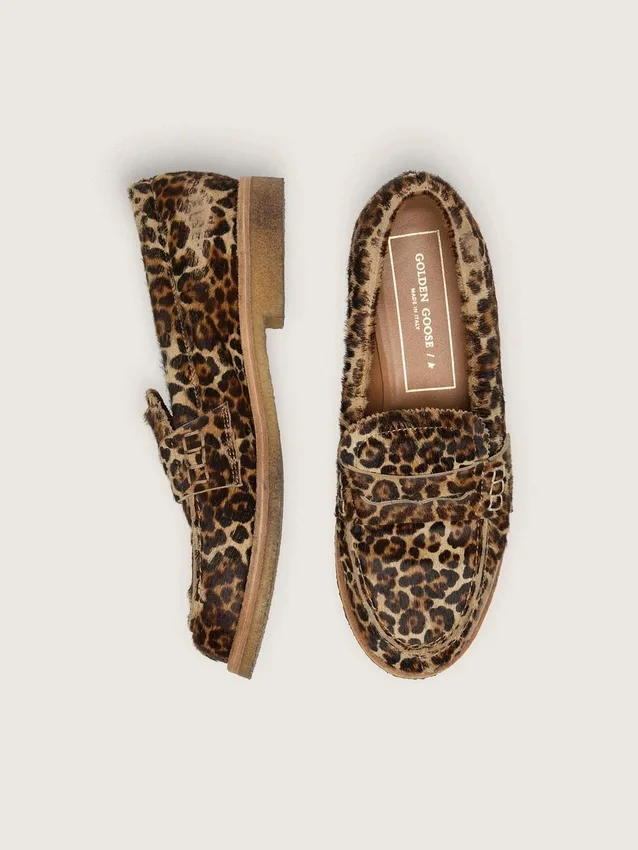 Mocassins Jerry pour homme en peau de poney à imprimé léopard