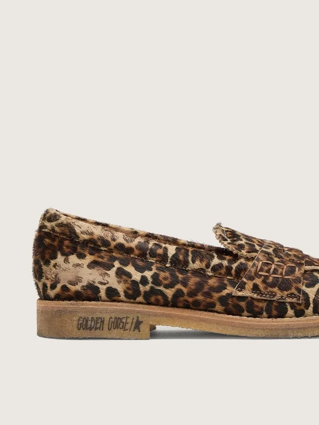 Mocassins Jerry pour homme en peau de poney à imprimé léopard
