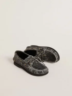 Mocassins Young Cruise en cuir noir vieilli