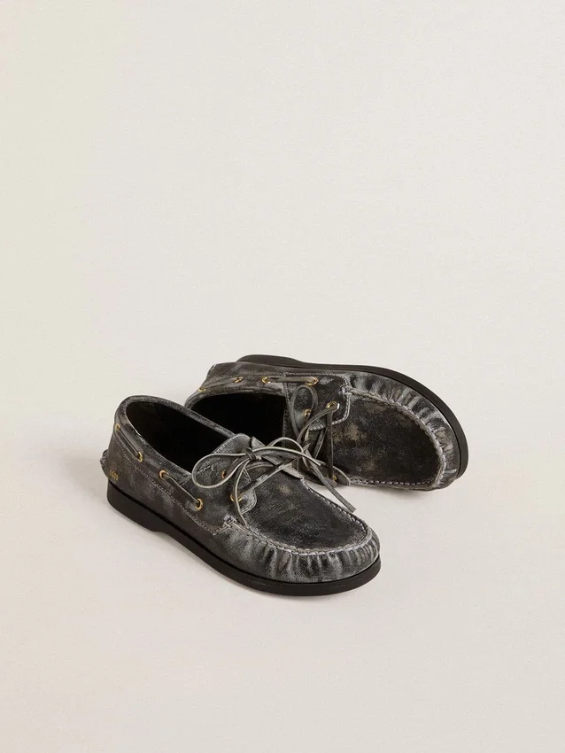 Mocassins Young Cruise en cuir noir vieilli