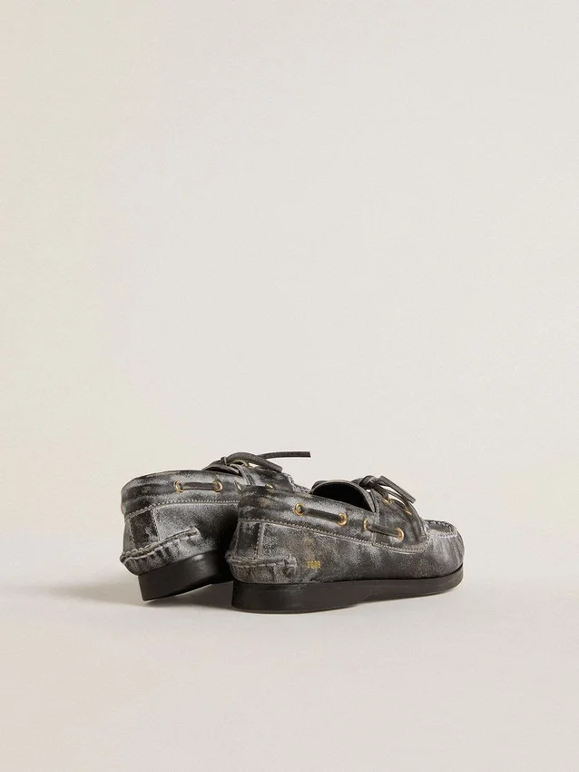 Mocassins Young Cruise en cuir noir vieilli