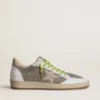 Modèle Ball Star pour homme en daim gris avec étoile en daim vieux rose et languette de talon en cuir beige